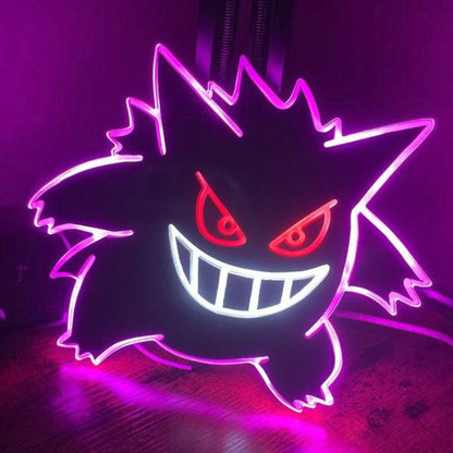 Gengar LED Neon Light Signs Acrylic Wall Decor for Kids Teen Bedrooms Birthday Parties Hotels Bars Buildings