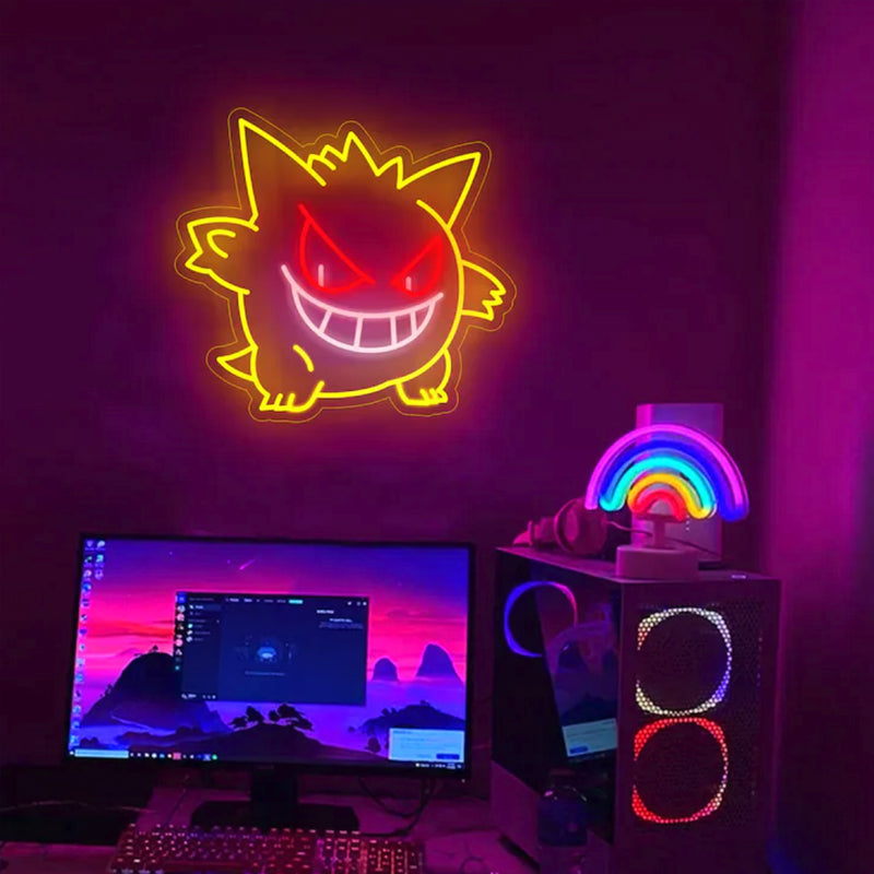 Gengar LED Neon Light Signs Acrylic Wall Decor for Kids Teen Bedrooms Birthday Parties Hotels Bars Buildings