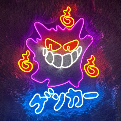 Gengar LED Neon Light Signs Acrylic Wall Decor for Kids Teen Bedrooms Birthday Parties Hotels Bars Buildings